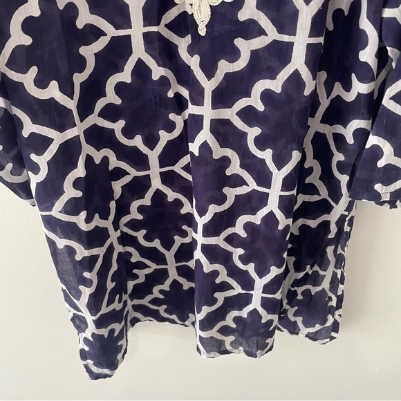 Roberta Roller Rabbit Meena blue white trim tunic swim coverup  37538 - Picture 4 of 10